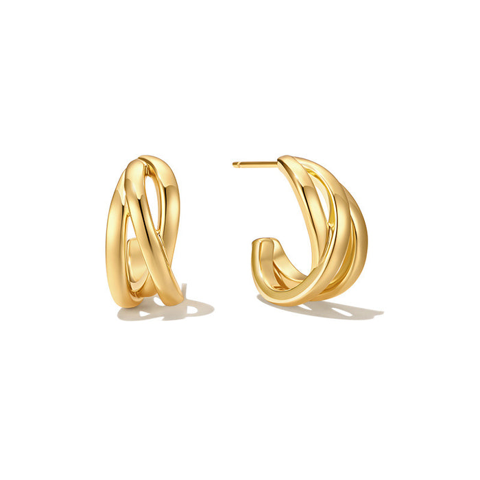Wholesale Earrings wrapped with wavy lines and earrings, niche design, high-end feel, light luxury