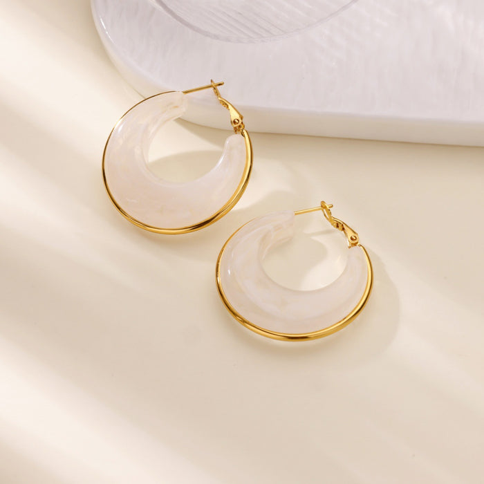 Wholesale Gradient Color RetroC-shaped Resin Earrings Stainless Steel