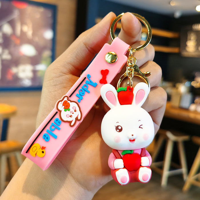 Wholesale Cute Bunny Cartoon Rubber Keychain JDC-KC-Tingm158