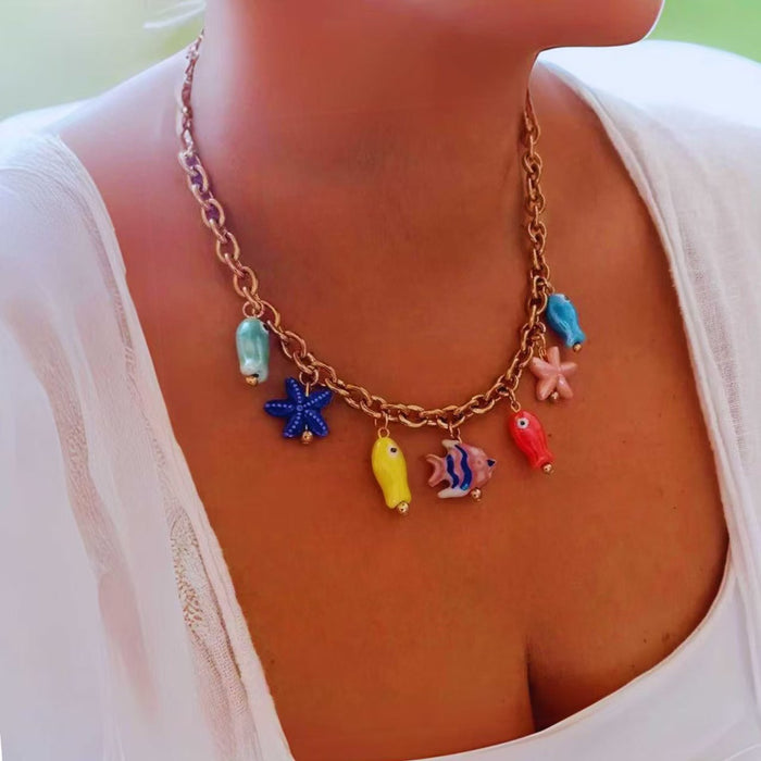 Wholesale Golden Chain Charm Series Necklace Fashion and Leisure