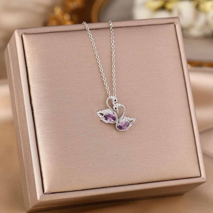 Wholesale Micro-Inlaid Zirconia Silver Titanium Steel Necklace JDC-NE-YinY001