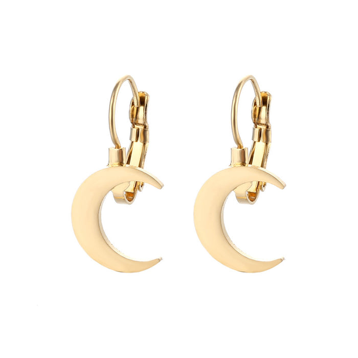 Wholesale Stainless steel ear buckle and steel decoration, simple gold smooth crescent earrings
