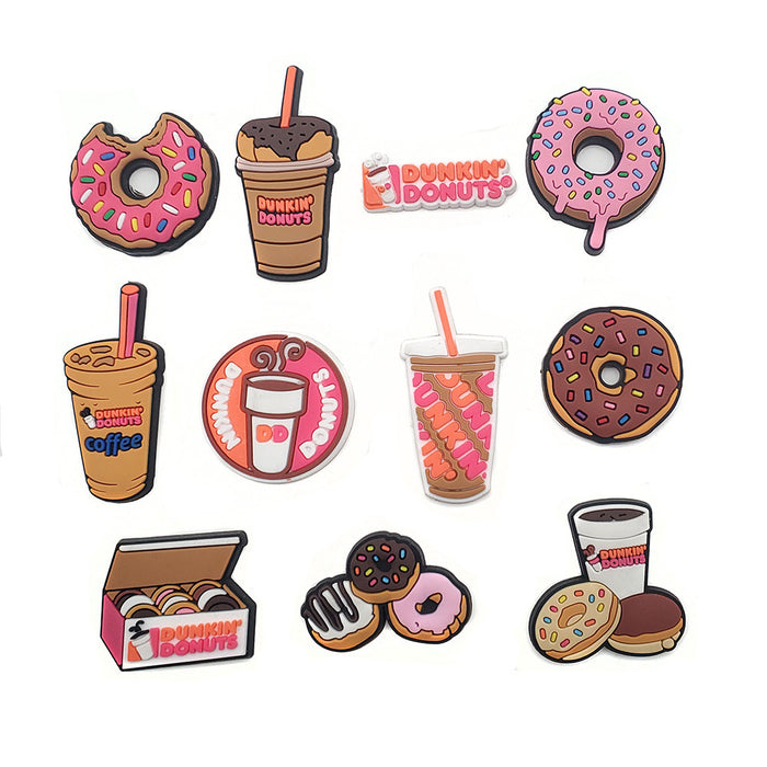 Wholesale Random 10PCS Cartoon Donut Milk Tea PVC Hole Shoes Shoe Buckle JDC-SC-WanX006