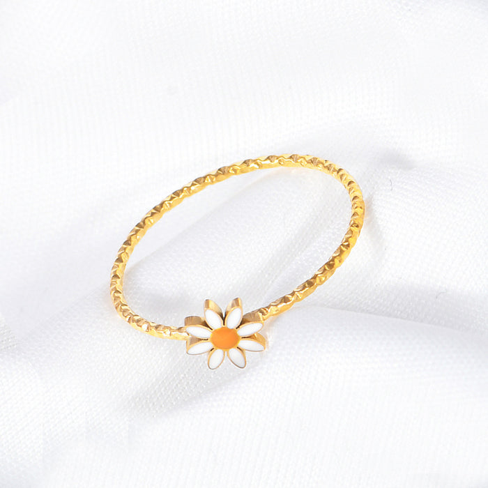 Wholesale  niche  flower titanium steel new ins simple small fresh women' s ring