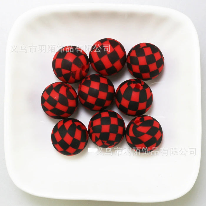 Wholesale 50pcs 15mm Grid Silicone Balls JDC-BDS-HongZhou012