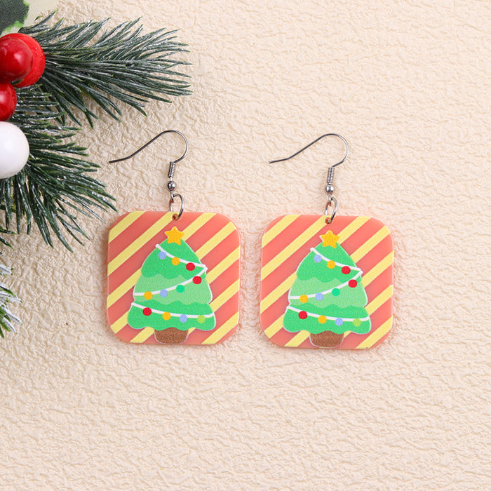 Wholesale Christmas Print Geometric Acrylic Earrings