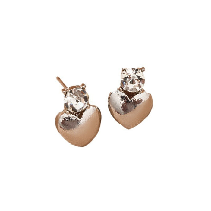 Wholesale New niche temperament zircon heart-shaped earrings for women, simple and versatile daily design earrings