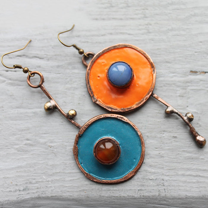 Wholesale Asymmetrical Graffiti-Style Antique Copper Earrings