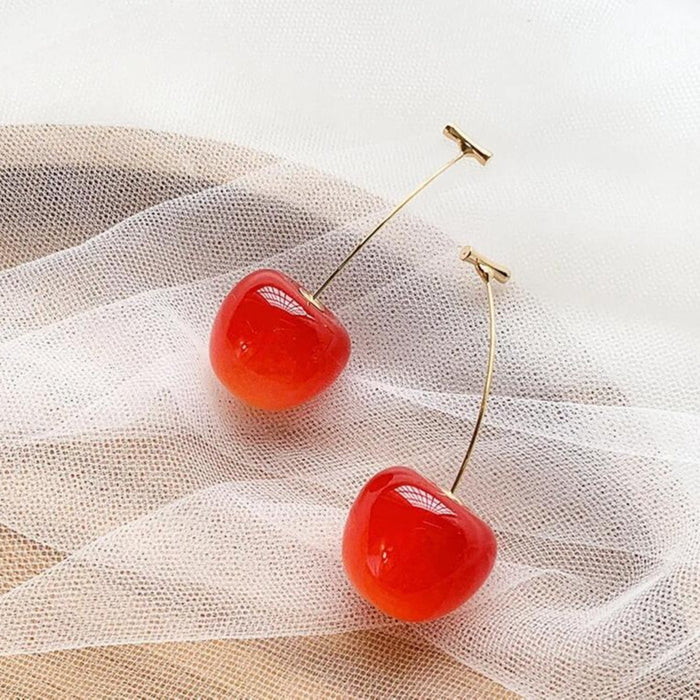 Wholesale Plastic Resin Cherry Drop Earrings Sweet Style Fashion Earrings