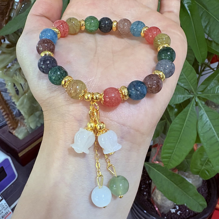 Wholesale Rainbow Lotus Colorful Bracelet with Orchid Pendant
