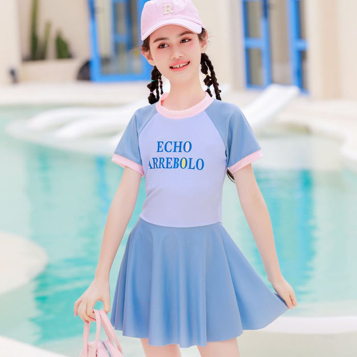 Wholesale Children's swimsuit, girls' split skirt style cartoon swimsuit, cute