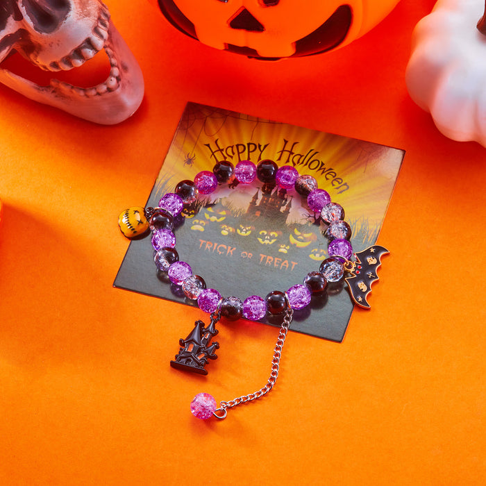 Wholesale Fashion New Halloween Pumpkin Cat Bracelet Ghost Bat Crystal Bracelet