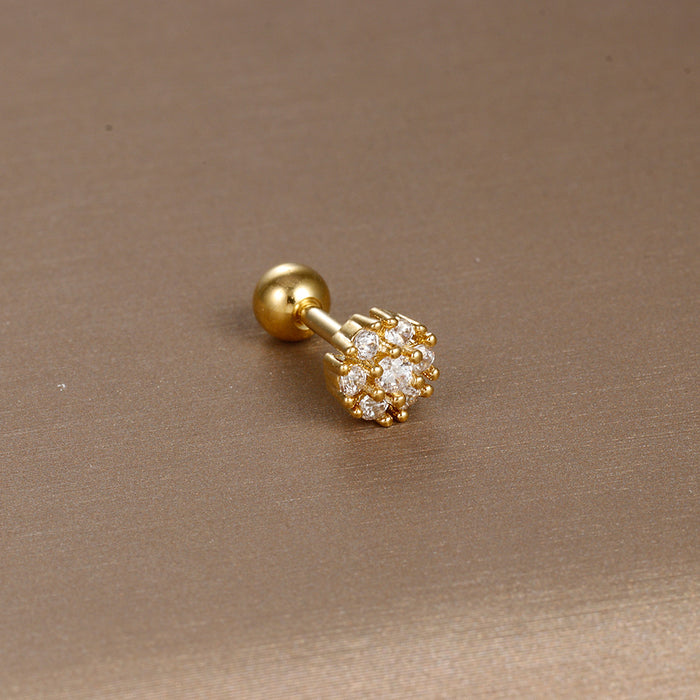 Wholesale Jewelry Stainless Steel Ear Nail Zircon Ball Screw Women