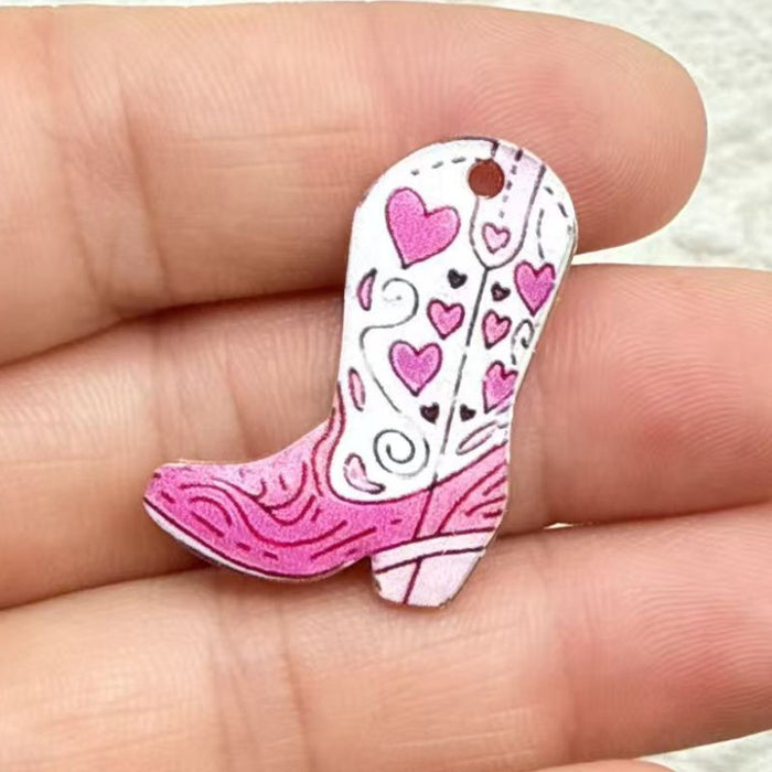 Wholesale 10pcs Alloy Vintage Western Cowboy Printed Boots Keychain Pendant Backpack DIY Jewelry Accessories