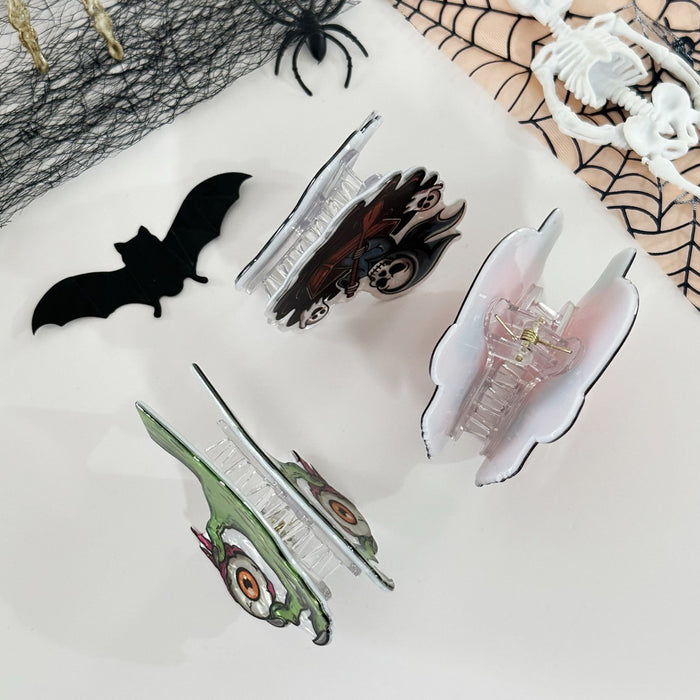 Wholesale headdress funny skull pumpkin clip witch hat ghost hairpin half-tied ponytail clip hair accessories