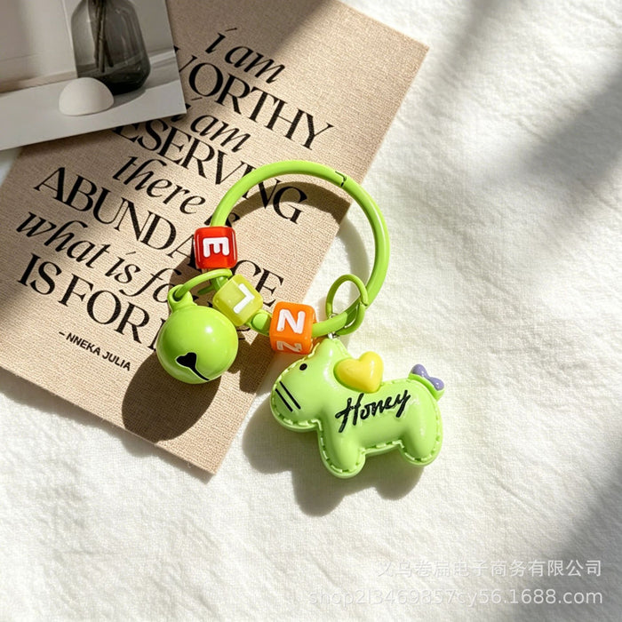 Wholesale Dopamine Color Cartoon Pony Keychain Bell Pendant Cute Animal Bag Charm DIY Fuse Bead Craft Fashion Accessory Gift