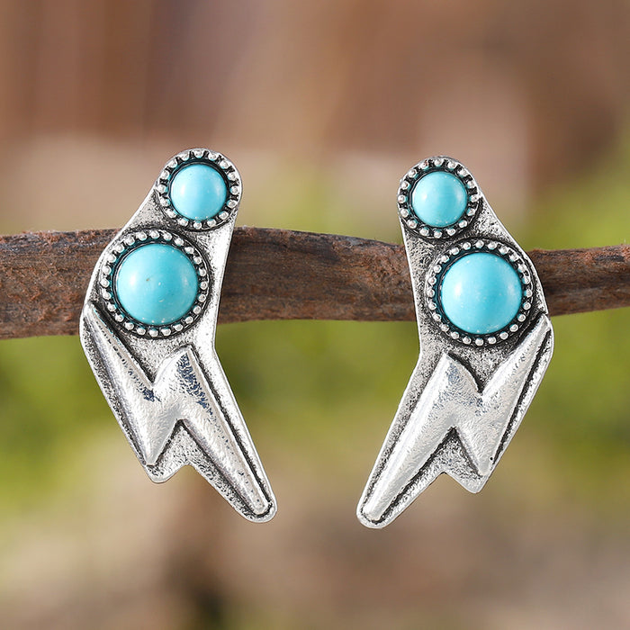 Wholesale Retro Star Lightning Turquoise Earrings