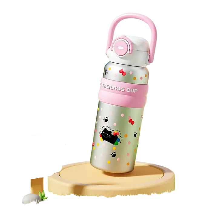 Wholesale Cartoon handle snap-on lid large capacity thermos cup