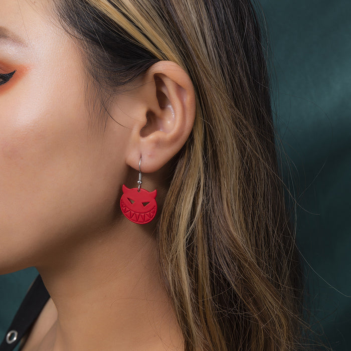 Wholesale Plated Alloy Gothic  Earrings Set With Ghost  Web And Dark Red Demon Chain Design Trendy Jewelry Accessory For Party Wear