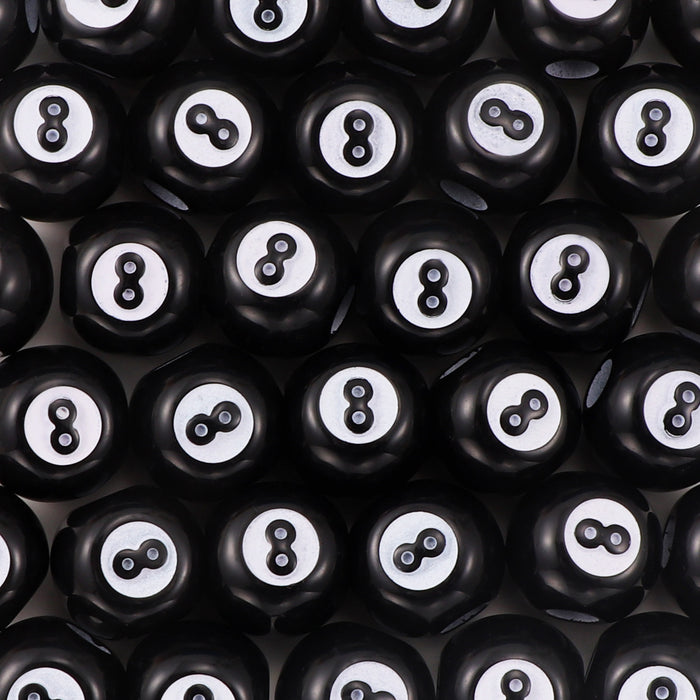 Wholesale 50pcs/pack Acrylic Billiard Black No. 8 Beads JDC-BDS-LiuXia004