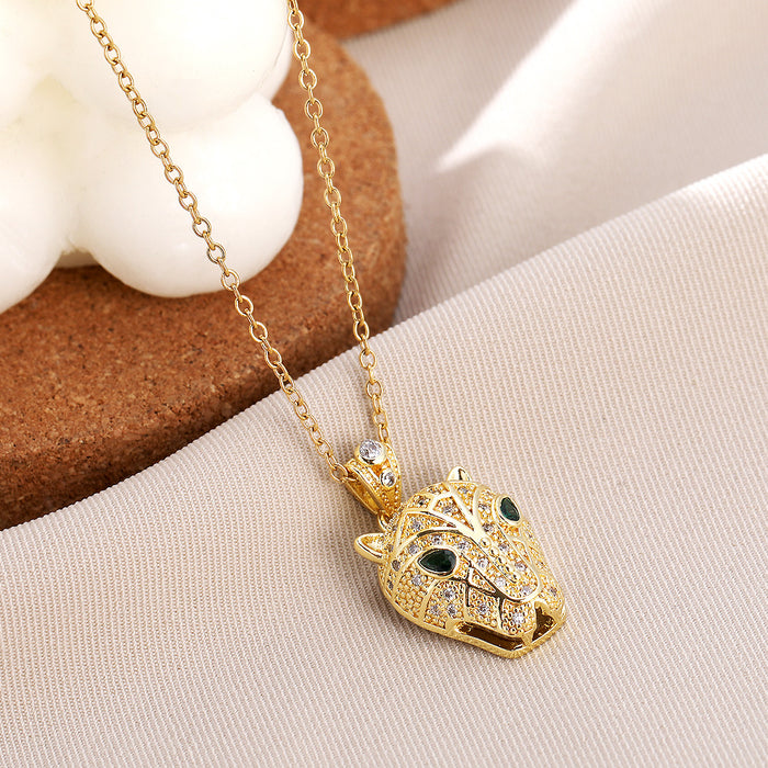 Wholesale Gold-plated Copper Zircon Colored Vintage Animal Relief Necklace JDC-NE-ShangY039