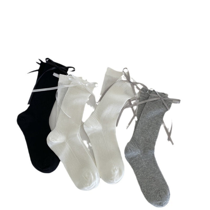 Wholesale Ribbon bow socks, thin mesh breathable hollow socks