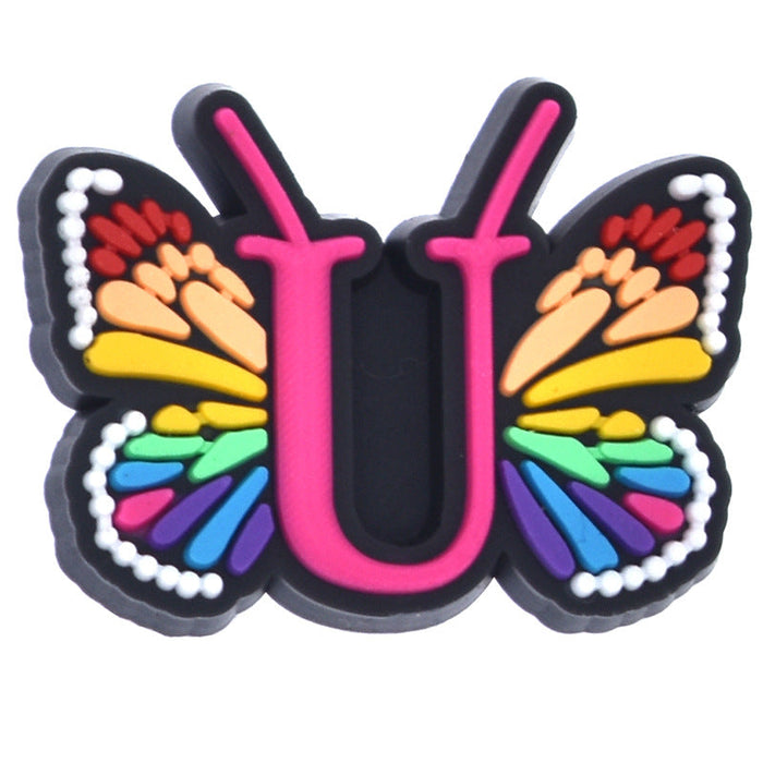 Wholesale 100 PCS PVC Cartoon Butterfly Alphabet DIY Shoe Buckles JDC-SC-RYY004