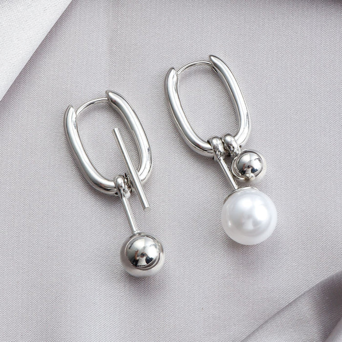 Wholesale Pearl U-Shaped Cut Out Simple Hoop Earrings