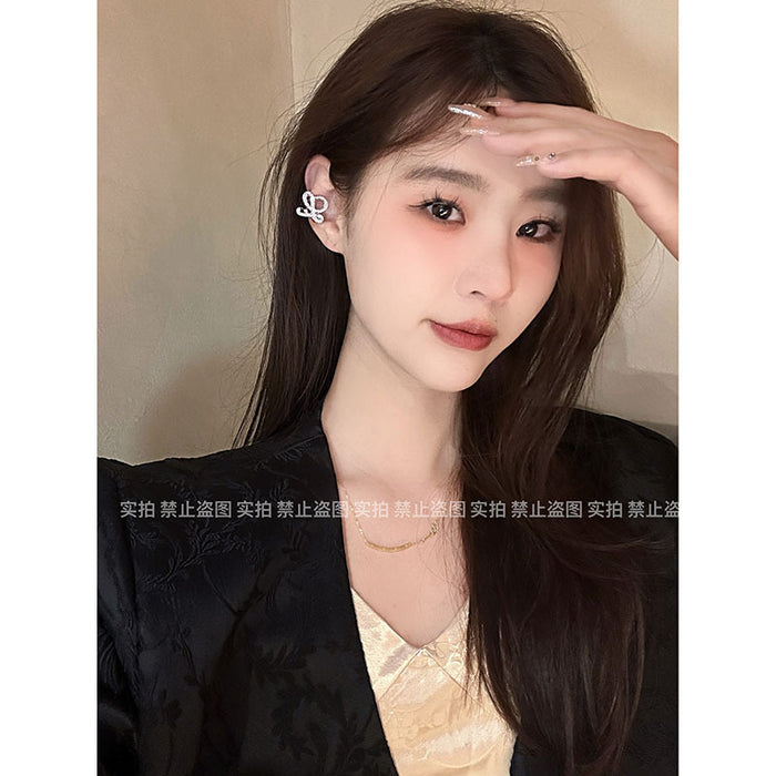 Wholesale Full diamond ear clip, female niche design, high-end earrings, light luxury temperament, unique earrings