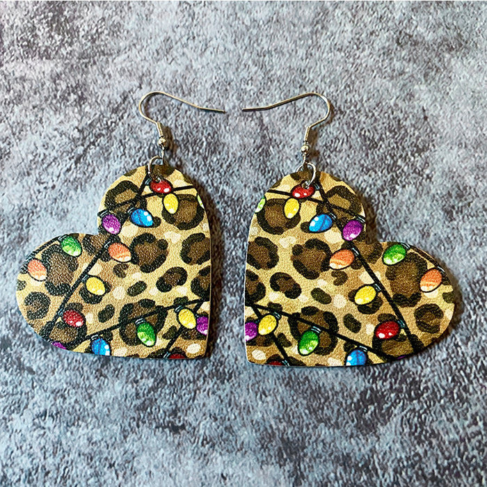 Wholesale Christmas Earrings Santa Elk Green Printing Leather Earrings