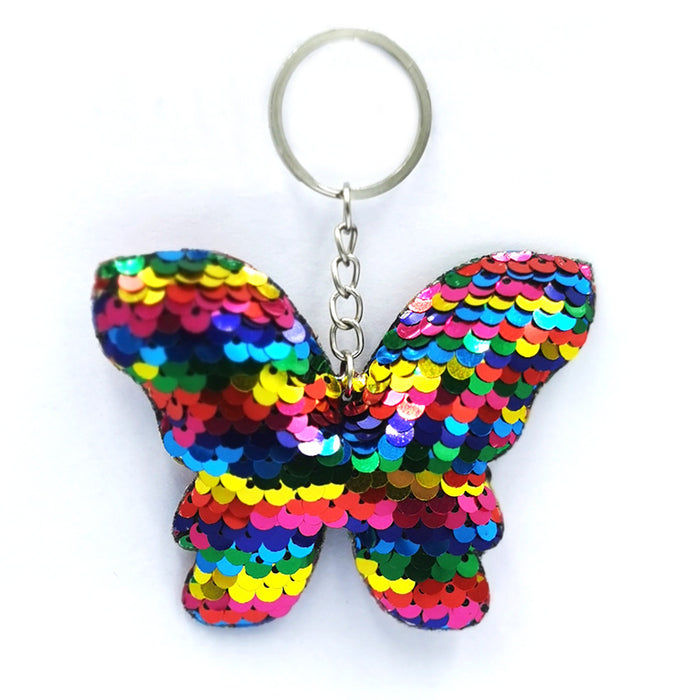 Wholesale Reflective Shiny Animal Plant Keychain PET Sequins Fashion Bag Car Pendant DIY Clothing Accessories JDC-KC-QS001