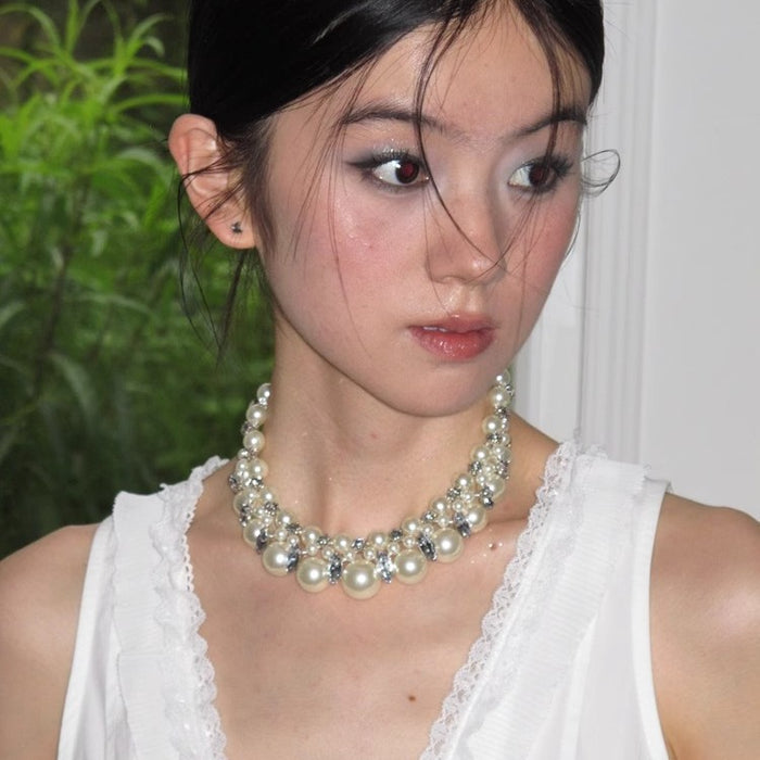 Wholesale Exaggerated Pearl Necklace Multi-Layer Design Clavicle Chain
