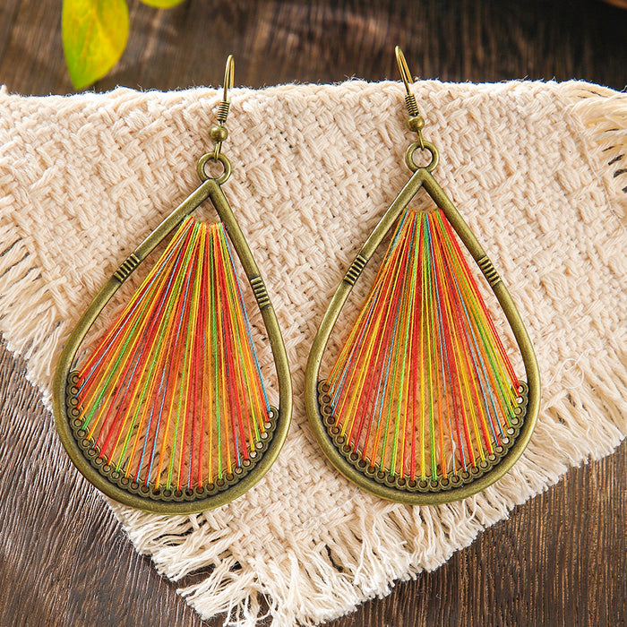 Wholesale 2pcs Bohemian ethnic style colorful large earrings