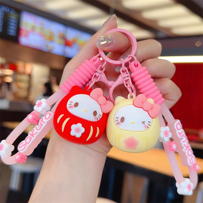 Wholesale PVC Cute cartoon creative keychain with cherry blossom pattern