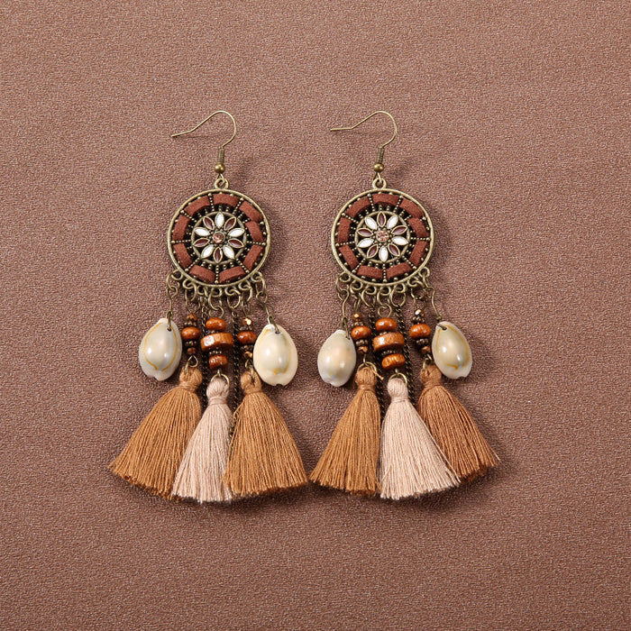 Wholesale Alloy Bohemian Ethnic Style Su Long Earrings JDC-ES-Gumi011