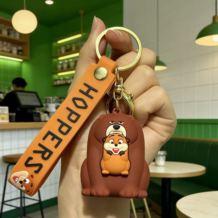 Wholesale Silicone PVC Cartoon Beaver Keychain Bag Charm Decorative Gift for Kids MOQ≥2