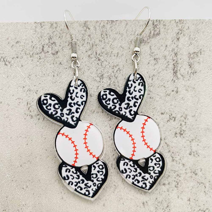 Wholesale New acrylic earrings with heart-shaped printed earrings and sports earrings