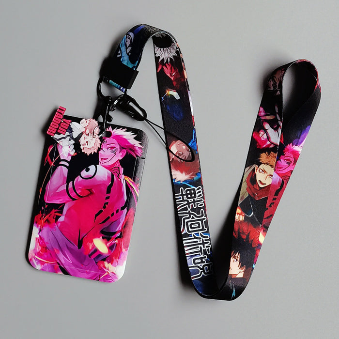Wholesale 10pcs Anime Bus Card Holder Hard Mobile Phone Lanyard Keychain