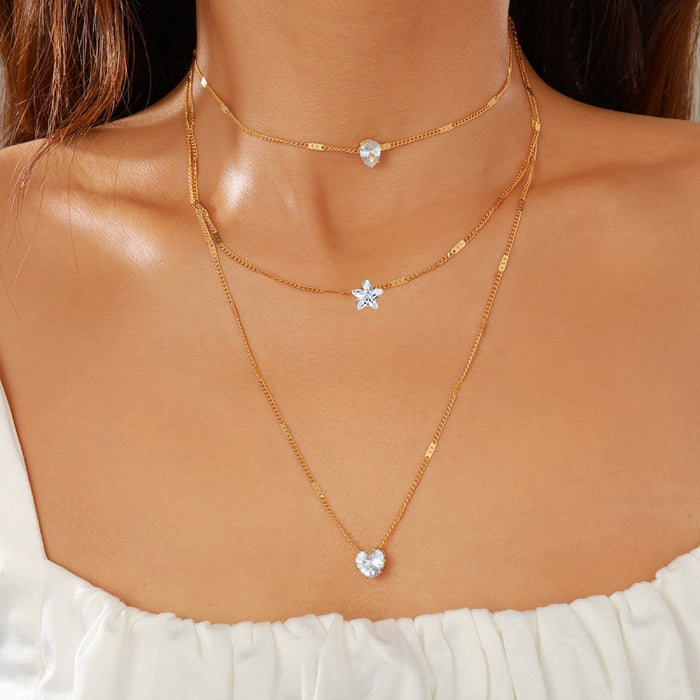 Wholesale Bohemian Multi layer Necklace Personalized Multi layer Small Hard Bar Pendant Collarbone Chain Stacked Wearing