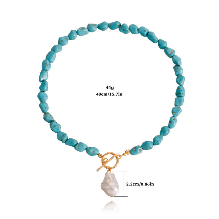 Wholesale Irregular Natural Turquoise Pearl Necklace