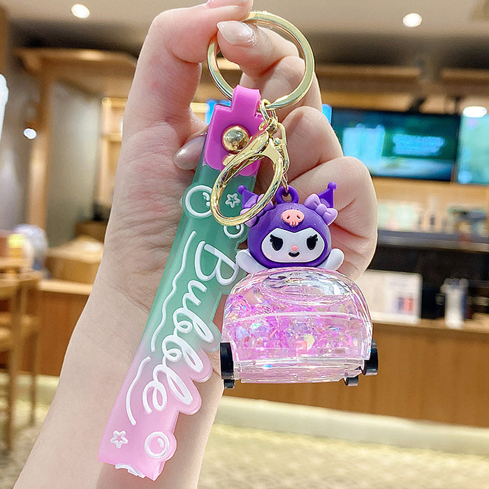 Wholesale Cute Donut Design Crystal Sand Floating Keychain Acrylic Accessory