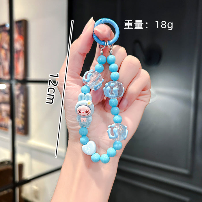 Wholesale Cartoon Cute  Graffiti Bead Bracelet Mobile Phone Lanyard  Wrist Pendant Beaded Chain Pendant