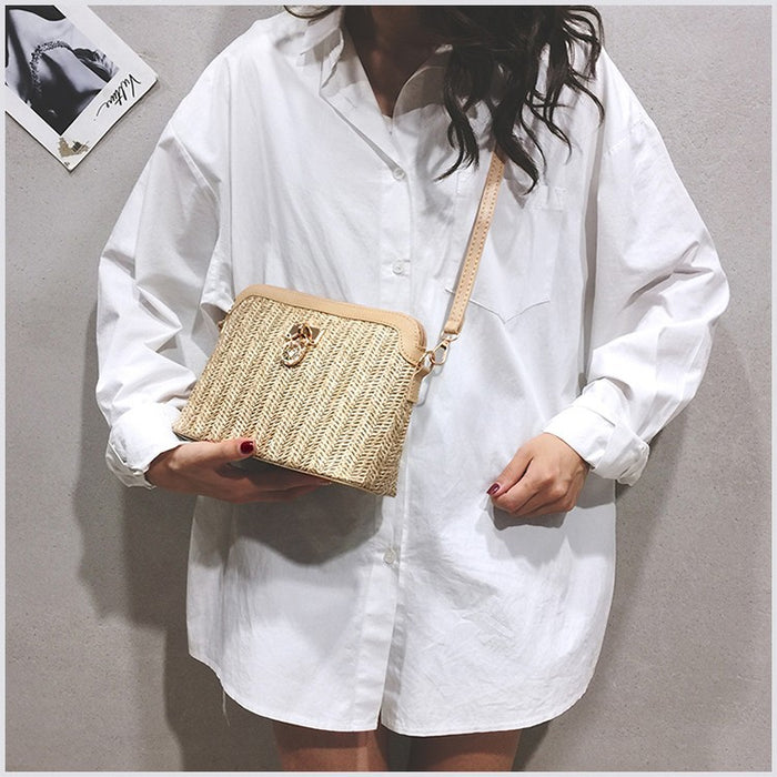 Wholesale Shell Shape Woven PVC Handbag Crossbody Shoulder Bag Fashion Accessory Boutique Resale