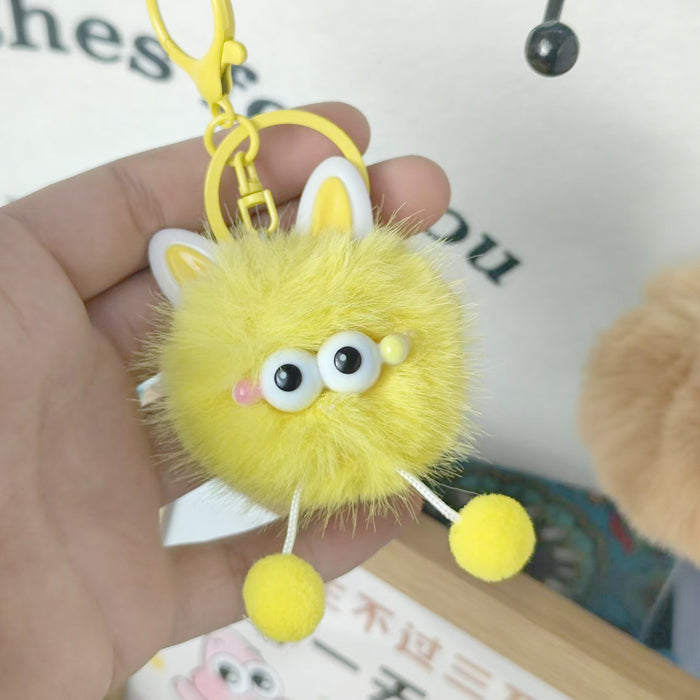 Wholesale Imitation Mink Ears Elf Plush Bag Pendant Cute Cartoon Fur Ball Couple Girlfriend Gift Keychain