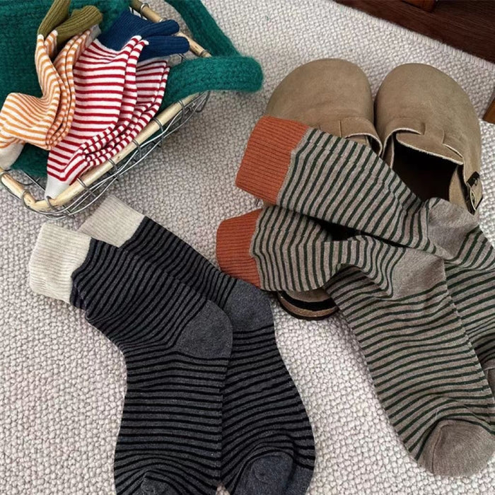 Wholesale Striped socks, mid length socks, casual long tube pile socks
