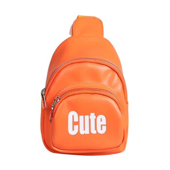Wholesale Children's bag, letter PU chest bag, contrasting crossbody bag, lightweight backpack