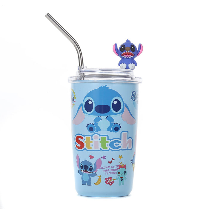 Wholesale Cute Cartoon Stainless Steel Portable Thermos Cup for Students with Straw
