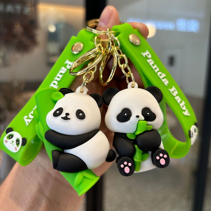 Wholesale Bamboo Panda Silicone Cartoon Doll Keychain JDC-KC-PengYu022