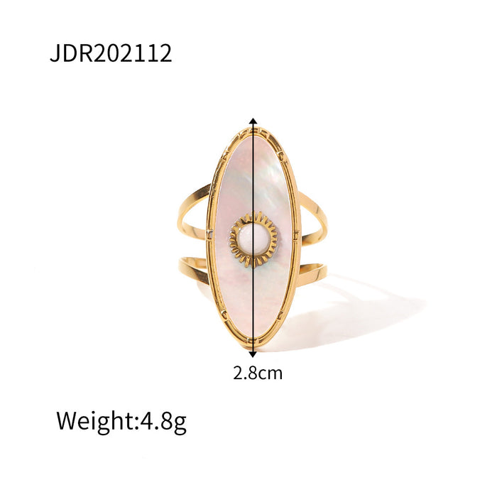 Wholesale Vintage Stainless Steel Gemstone Ring 18k Gold-plated Ring JDC-RS-JD002