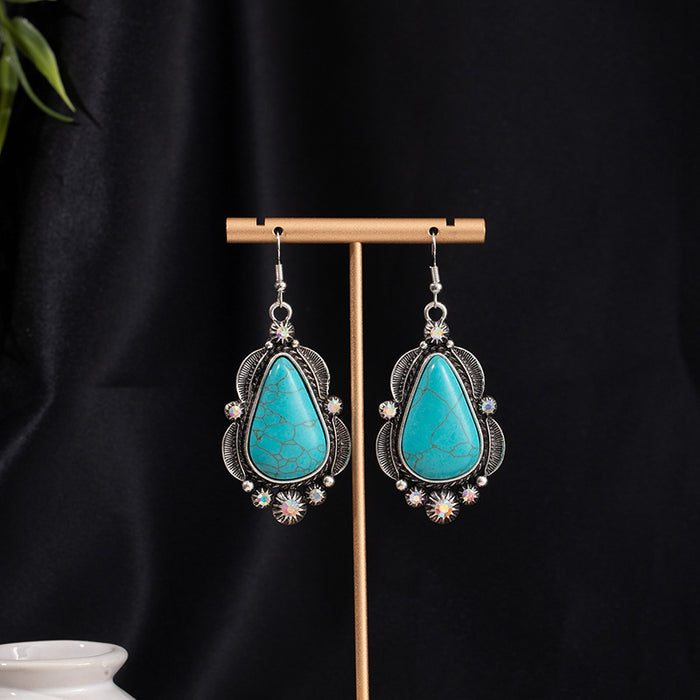 Wholesale Turquoise Flower Pendant Bohemian Ethnic Style Earrings